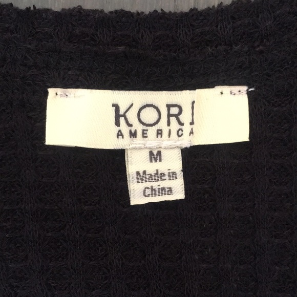 NWOT Kori Boho Waffle Knit Fabric Inset Balloon Sleeve Top, size Medium ❤️ - Picture 8 of 15